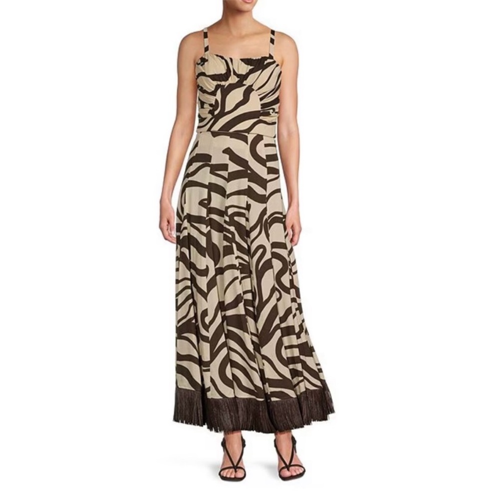 ANTONIO MELANI MG Style Somers Swirl Print Linen Blend Straw Trim Two Piece Set
